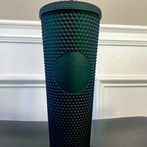 Starbucks Classic Dark Matte Green Studded Venti Tumbler and Straw